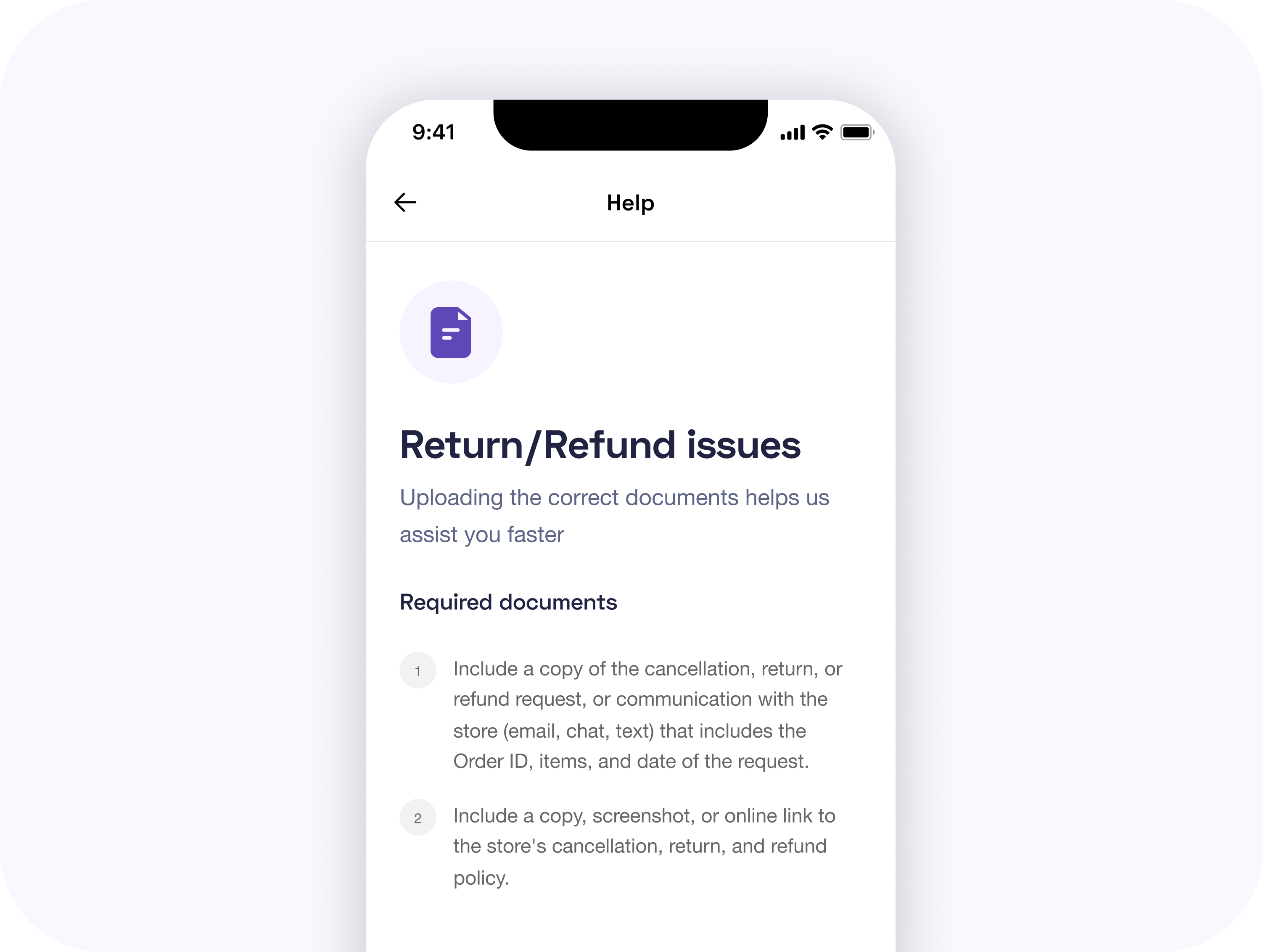 Document upload guidance