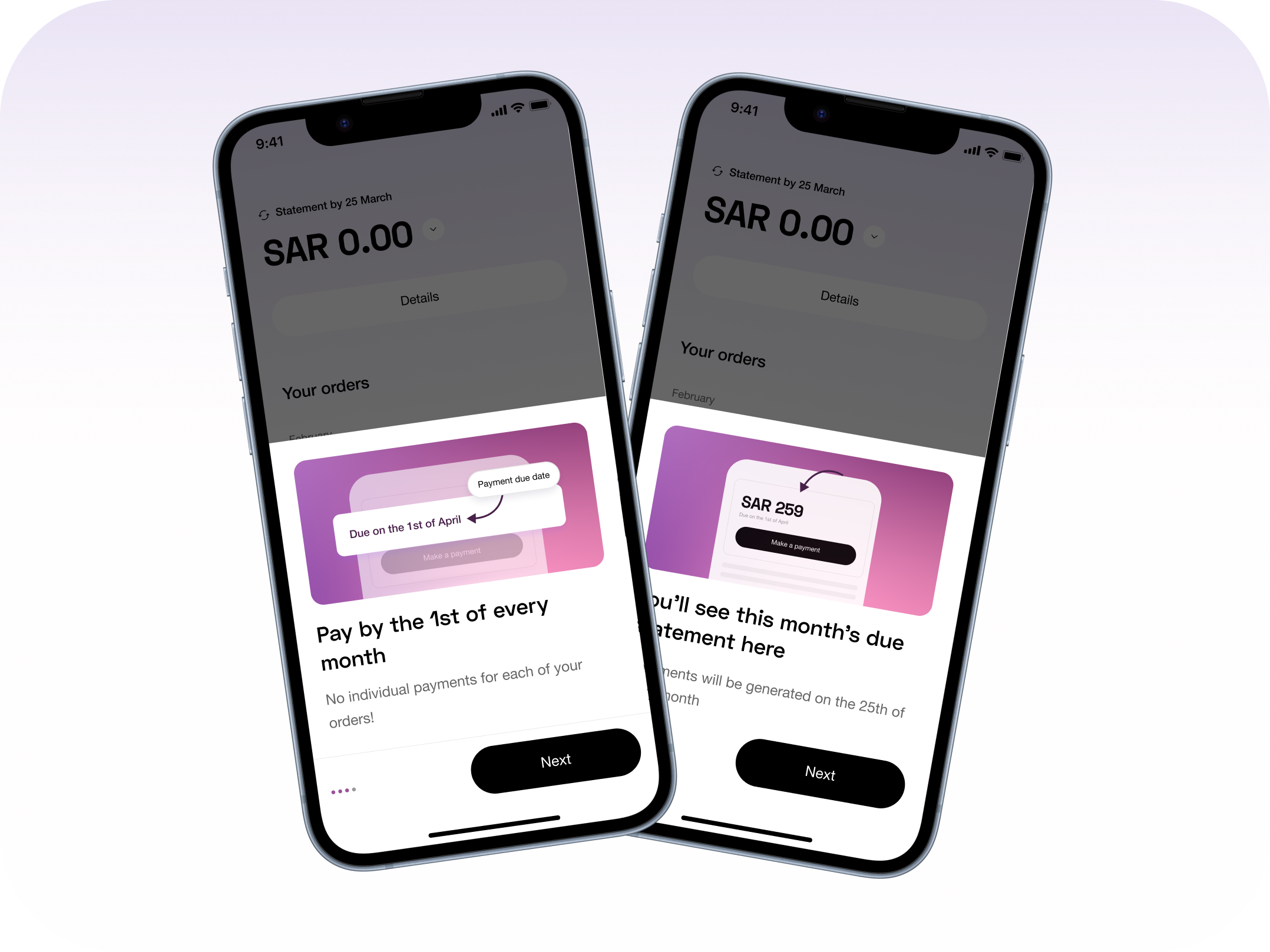 Pay by 1st onboarding screens